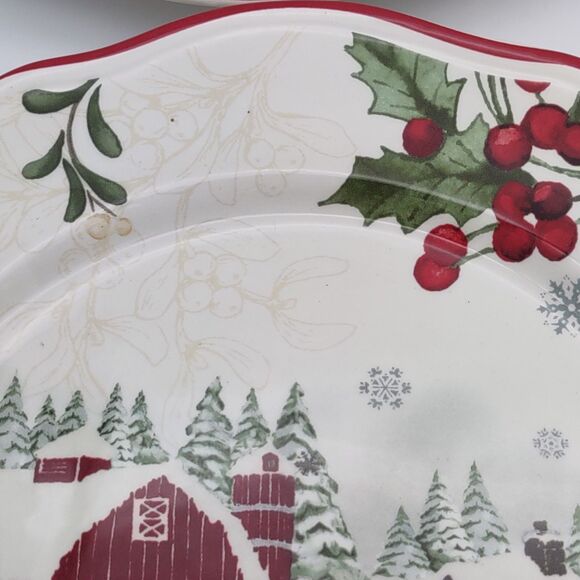 4 BARN SLEIGH Winter Forest by Better Homes 8.5" Salad Plate Heritage Collection - Picture 3 of 5